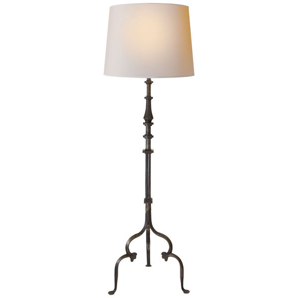 Madeleine Floor Lamp in Aged Iron with Natural Paper Shade by Suzanne Kasler, image 1