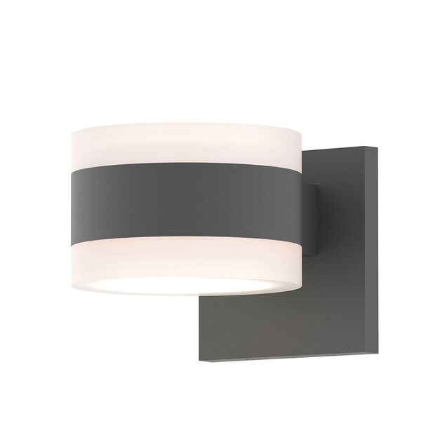 Inside-Out REALS Textured Gray Up Down LED Sconce with Cylinder Lens and Cylinder Cap - White Cap with Frosted White Lens, image 1
