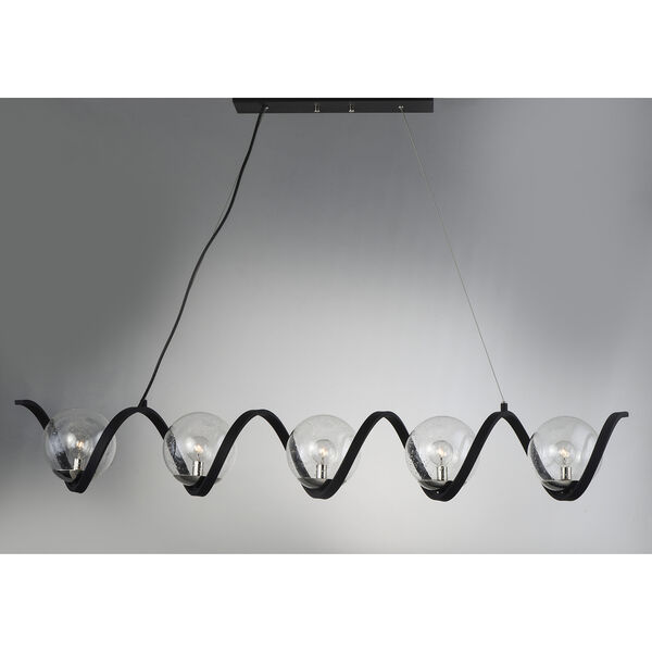 Curlicue Black and Polished Nickel Seven-Inch Five-Light Pendant, image 2