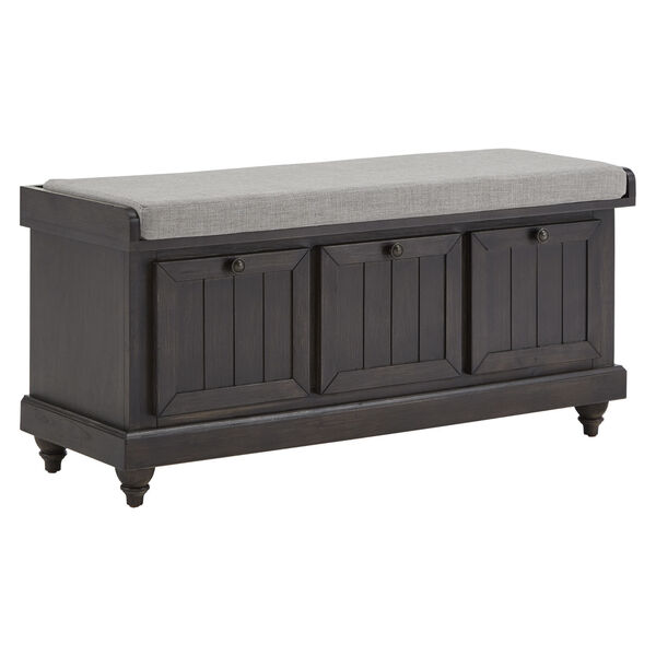 Potter Black Storage Bench with Linen Seat Cushion, image 1