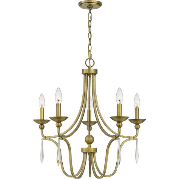Joules Aged Brass Five-Light Chandelier, image 1