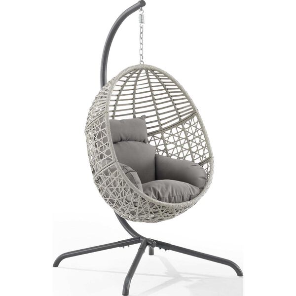 Lorelei Gray Light Gray Indoor Outdoor Wicker Hanging Egg Chair, image 3