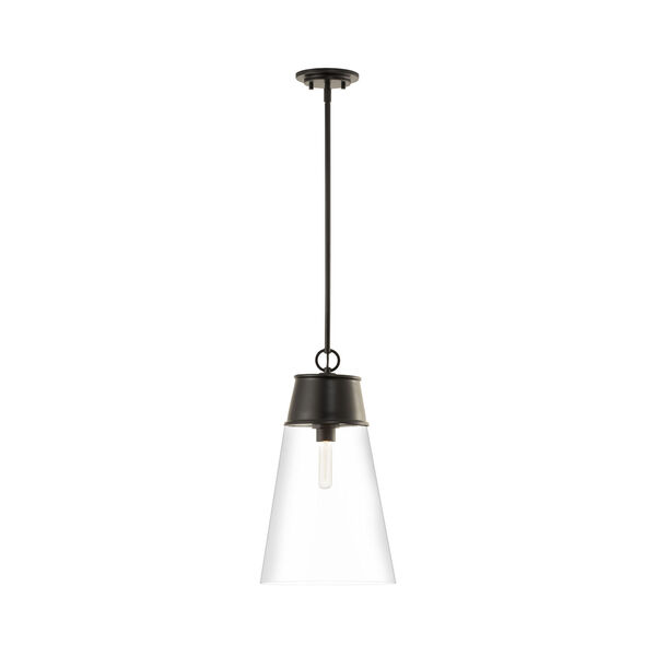 Wentworth Matte Black One-Light Pendant with Clear Glass Shade - (Open Box), image 1