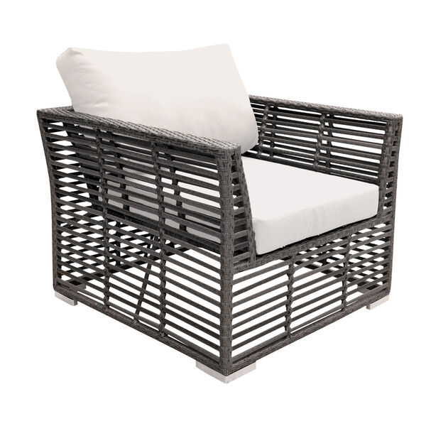 Intech Grey Outdoor Lounge chair with Sunbrella Antique Beige cushion, image 1