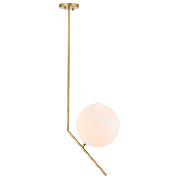 Ryland Brass One-Light Pendant with Frosted White Glass, image 5