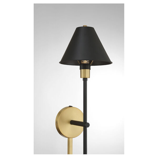Chelsea Black and Natural Brass One-Light Wall Sconce, image 6