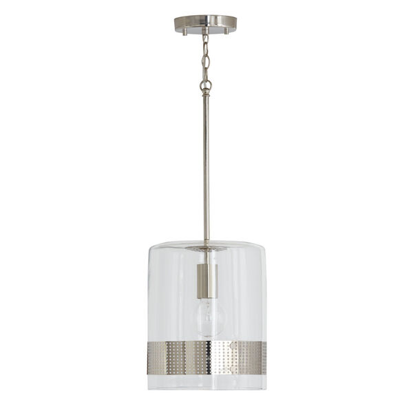 Polished Nickel 10-Inch One-Light Mini Pendant with Clear Glass, image 1