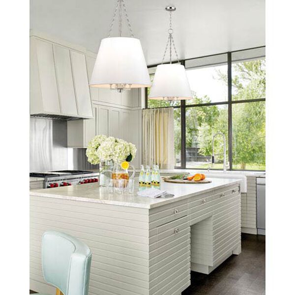 Marlow Polished Nickel Eight-Light Pendant with White Shade, image 2