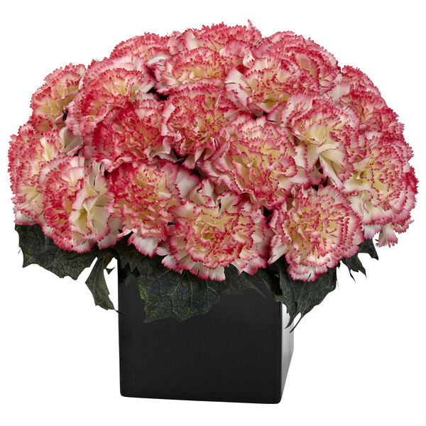 Cream Pink Carnation Arrangement with Vase, image 1