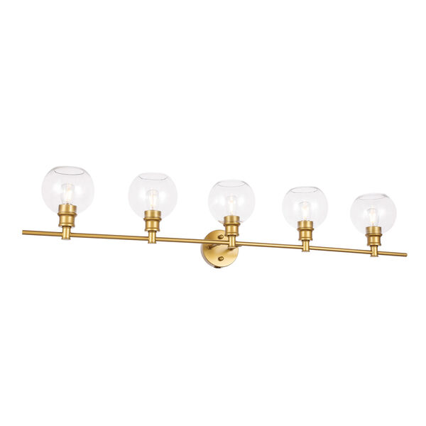 Collier Brass Five-Light Bath Vanity with Clear Glass, image 4