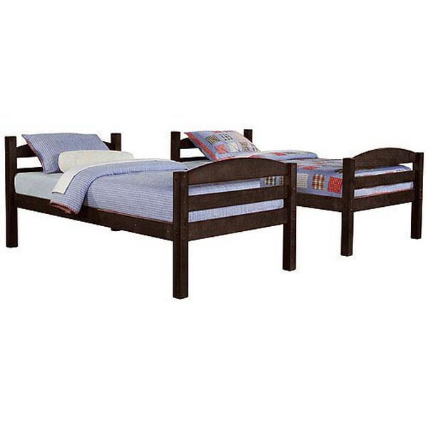 Espresso Twin Solid Wood Double Bunk Bed, image 2