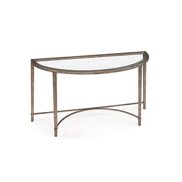 Linden Antique Silver and Metal Demilune Sofa Table, image 1