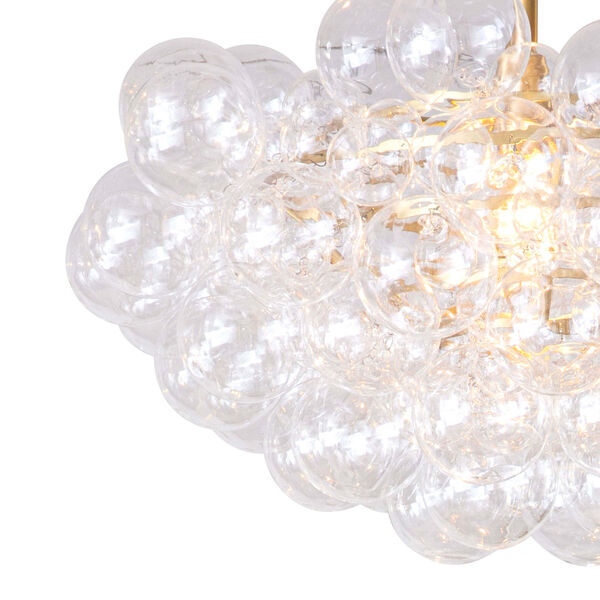 Bubbles Clear and Natural Brass One-Light Chandelier, image 4