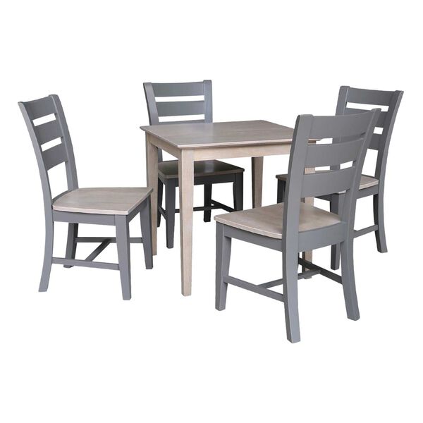 Washed Gray Clay Taupe 30 x 30 Inch Dining Table with Four Chairs, image 1