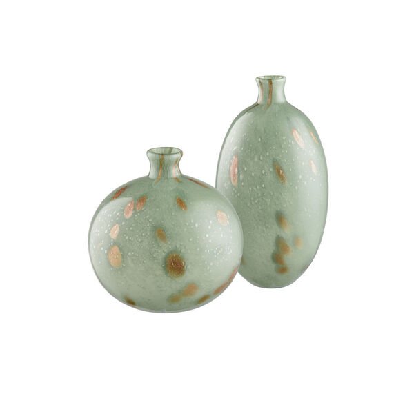 Lexie Light Green and Gold Short Vase, Set of 2, image 2