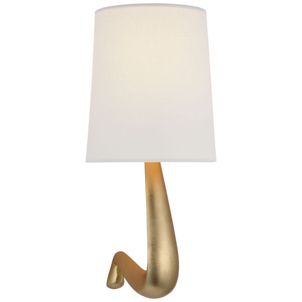 Gaya Medium Sconce in Gild with Linen Shade by AERIN, image 1
