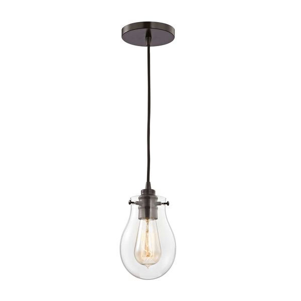 Jaelyn Oil Rubbed Bronze 5-Inch One-Light Mini Pendant with Clear Glass Shade, image 2