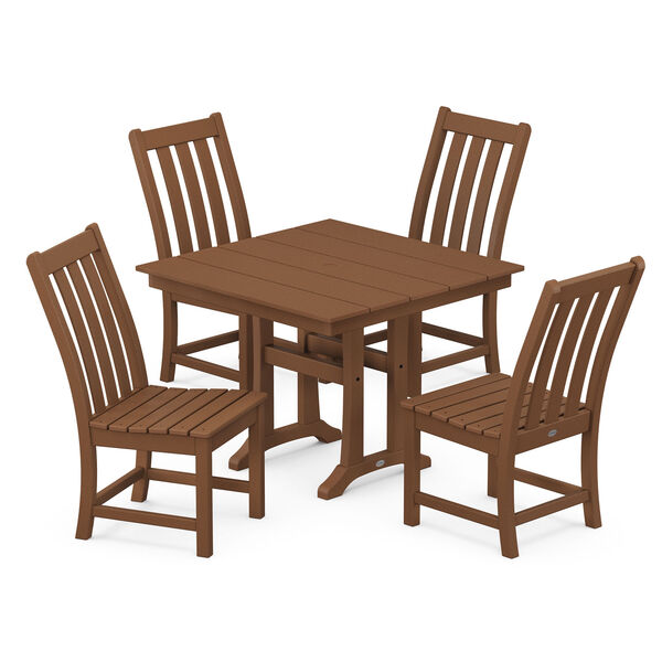 Vineyard Teak Trestle Side Chair Dining Set, 5-Piece, image 1