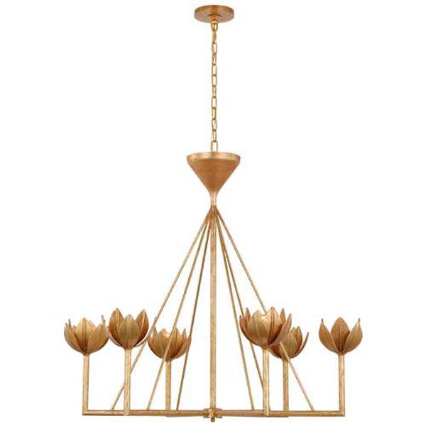 Alberto Antique Gold Six-Light Large Low Ceiling Chandelier by Julie Neill, image 1
