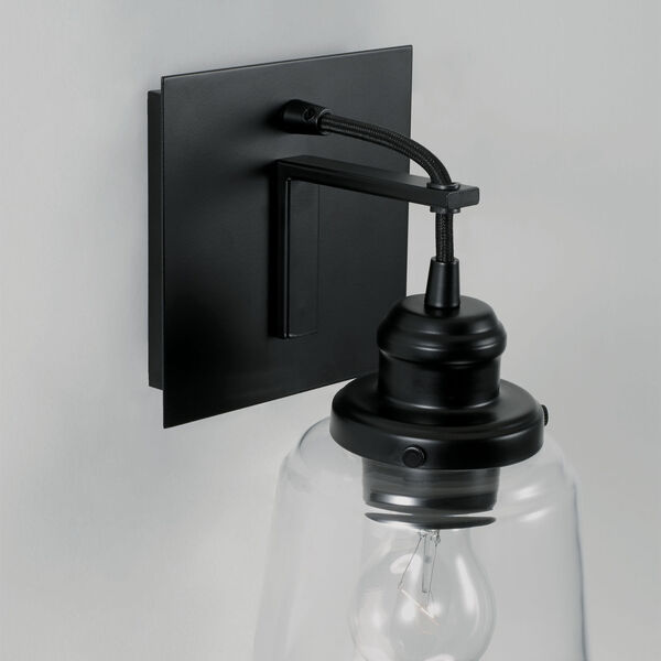 Fallon Matte Black One-Light Wall Sconce with Clear Glass Shade, image 4
