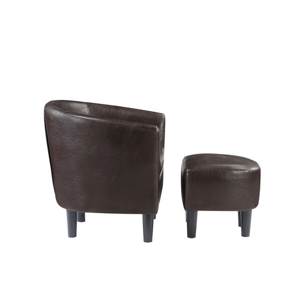 Take a Seat Espresso Faux Leather Churchill Accent Chair with Ottoman, image 5