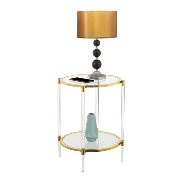 Royal Crest Clear and Gold Acrylic Glass End Table, image 3