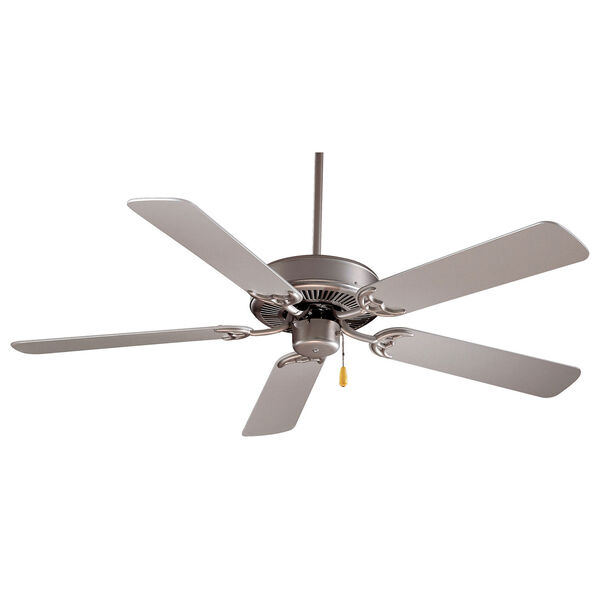 Contractor 42-Inch Ceiling Fan in Brushed Steel with Five Silver Blades, image 1