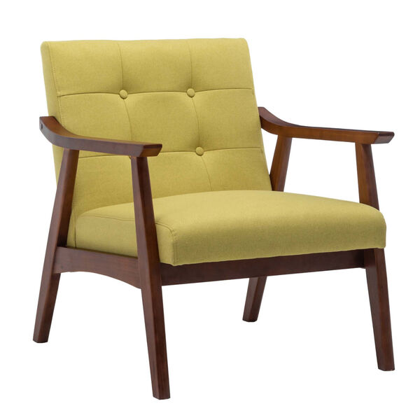 Take a Seat Natalie Bumblebee Yellow Fabric and Espresso Accent Chair, image 1