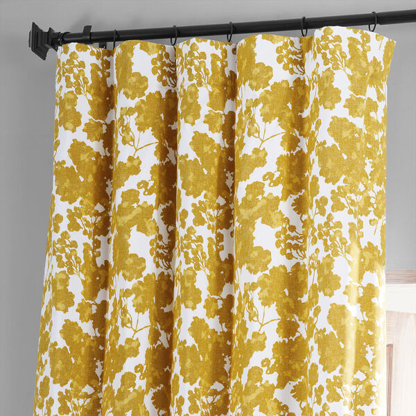 Fleur Gold Printed Cotton Blackout Single Panel Curtain, image 2