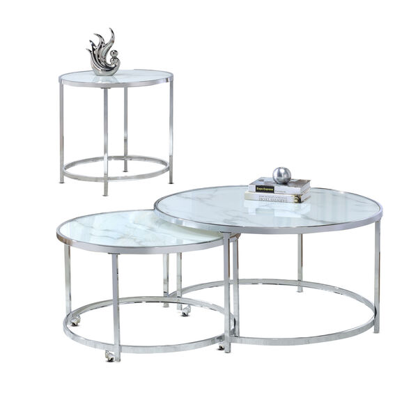 Rayne White And Chrome 36-Inch Nesting Cocktail Tables, image 6