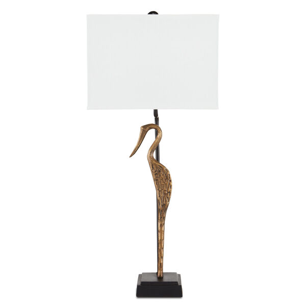 Antigone Antique Brass and White One-Light Table Lamp, image 2