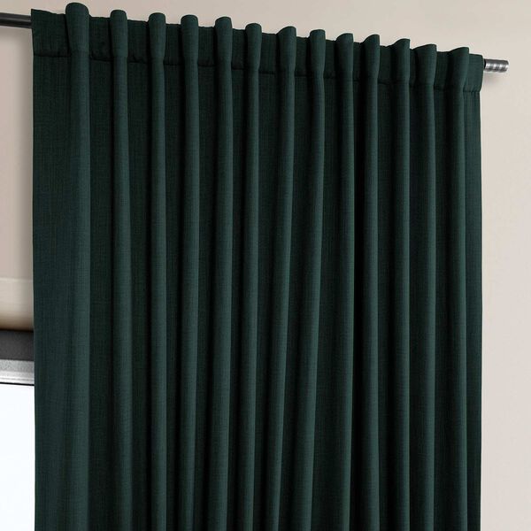 Focal Green Faux Linen Extra Wide Room Darkening Single Panel Curtain, image 5