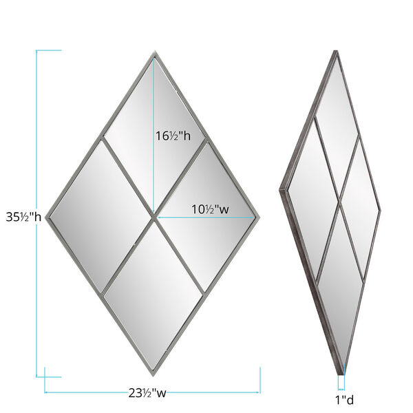 Diomand Windowpane Silver Mirror, image 6