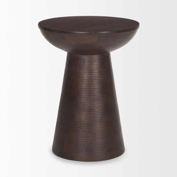 Novell Dark Brown Wood Pedestal Side Table, image 2