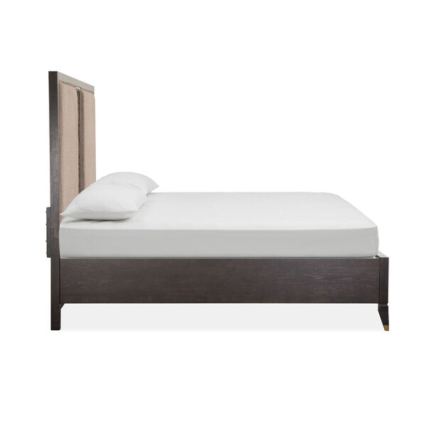 Ryker Nocturn Black and Coventry Gray Complete California King Panel Bed with Upholstered Headboard, image 5