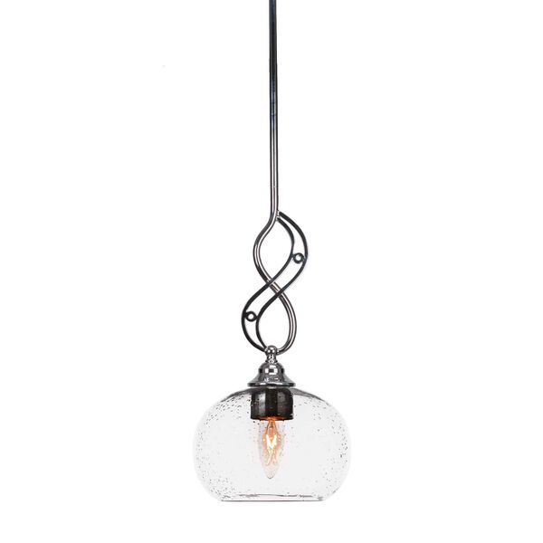 Jazz Chrome One-Light Mini Pendant with Seven-Inch Clear Bubble Glass, image 1
