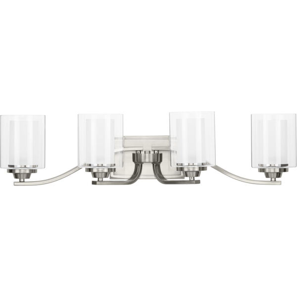 Kene Brushed Nickel 31-Inch Four-Light Bath Vanity with Clear Shade, image 1