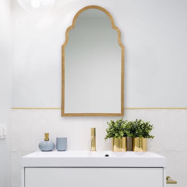 Aster Gold Leaf Finish Arch Wall Mirror, image 1