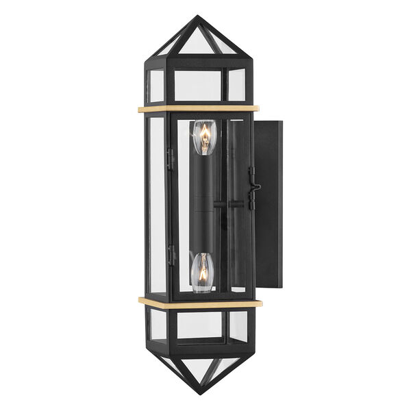Bedford Hills Aged Brass Black Two-Light Wall Sconce, image 1
