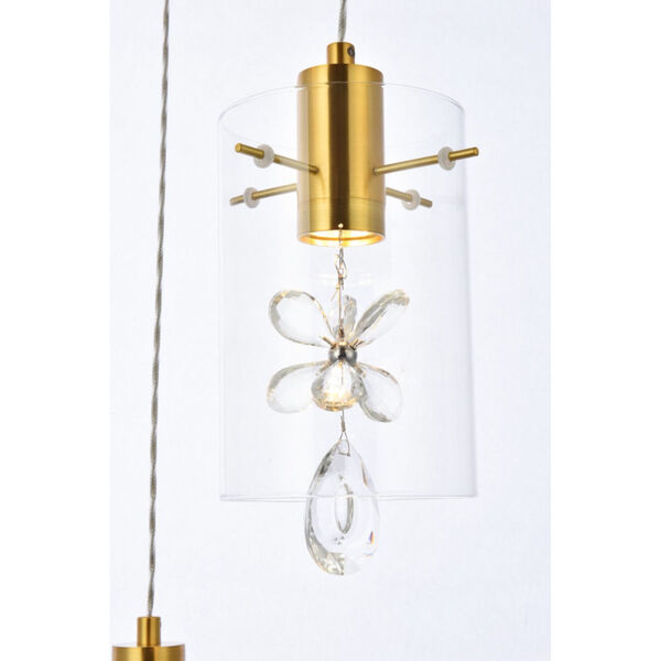 Hana Gold 16-Inch Three-Light LED Pendant with Royal Cut Clear Crystal, image 4