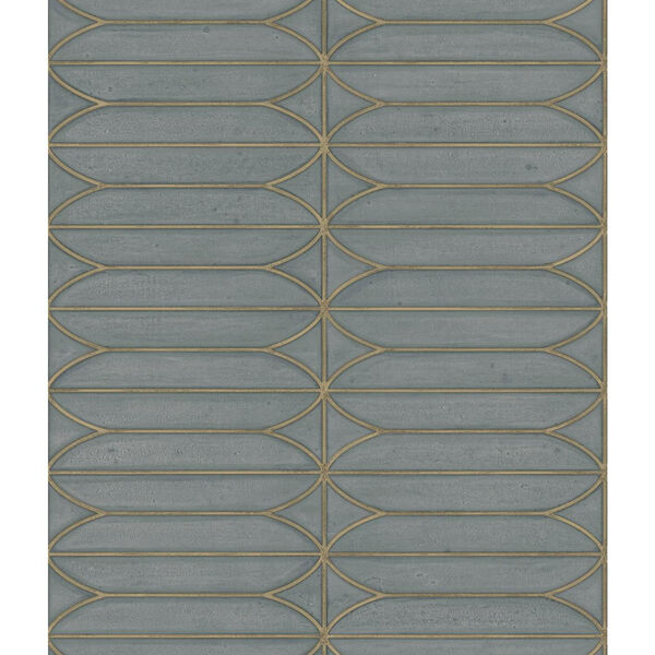 Candice Olson Breathless Pavilion Charcoal and Blue Metallic Wallpaper, image 1