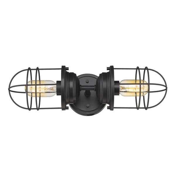 Seaport Matte Black Five-Inch Two-Light Wall Sconce, image 1