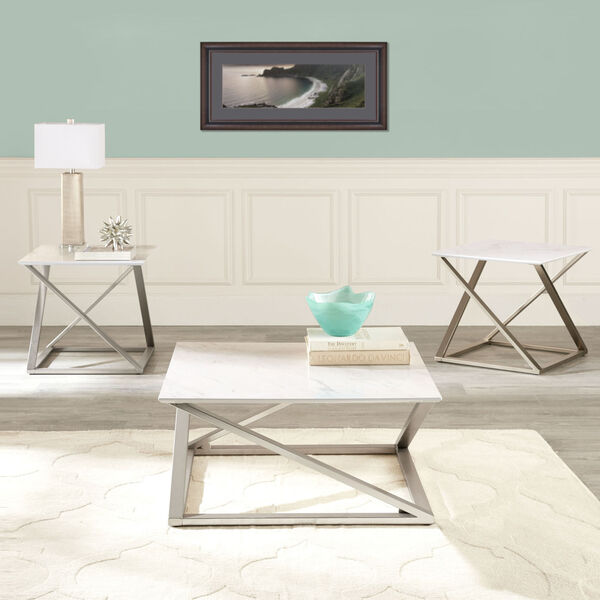 Zurich White Occasional Table Set, 3-Piece, image 1