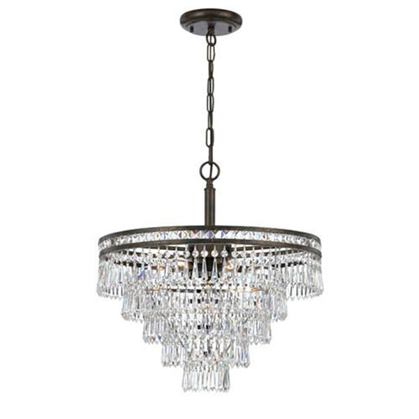 Inverness English Bronze Six Light Hand Cut Crystal Chandelier, image 1