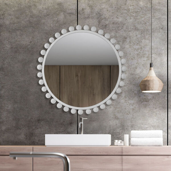 Cyra Matte White Round Wall Mirror, image 2