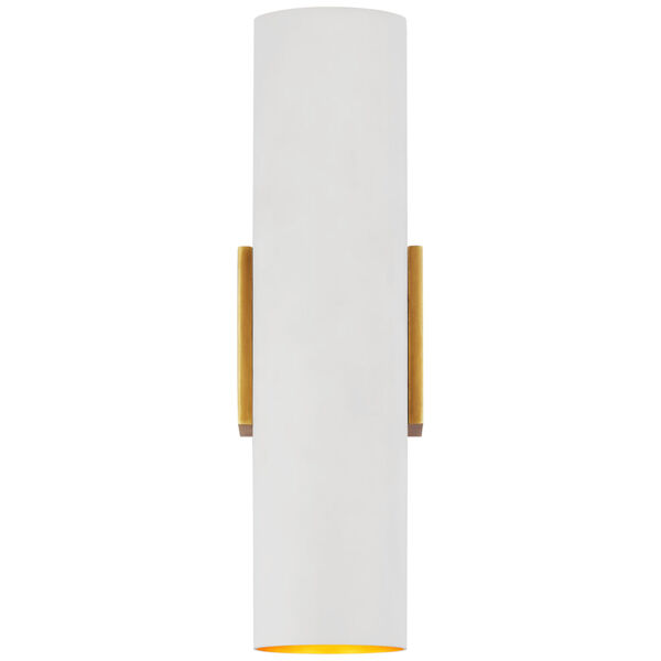 Nella Medium Cylinder Sconce in Hand-Rubbed Antique Brass and Plaster White by AERIN, image 1