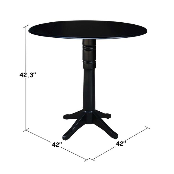 Black 42-Inch Round Dual Drop Leaf Pedestal Dining Table, image 5