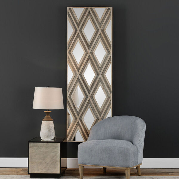 Tahira Rectangular Geometric Argyle Pattern Wall Mirror, image 1