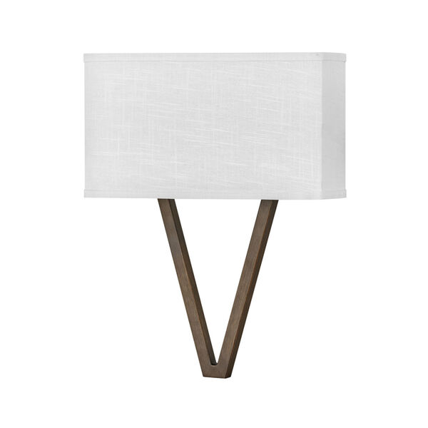 Vector Walnut Two-Light LED Wall Sconce with Off White Linen Shade, image 4
