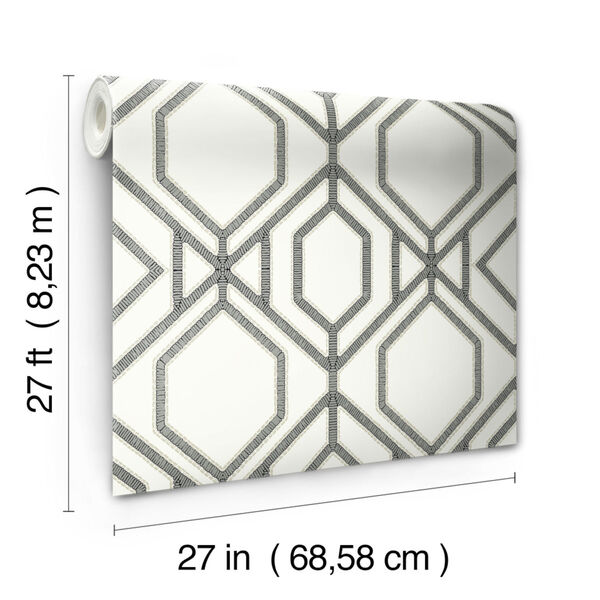 Tropics White Gray Sawgrass Trellis Pre Pasted Wallpaper - SAMPLE SWATCH ONLY, image 4